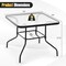 34'' Square Outdoor Dining Table Black Tempered Glass Patio Table with 1.5